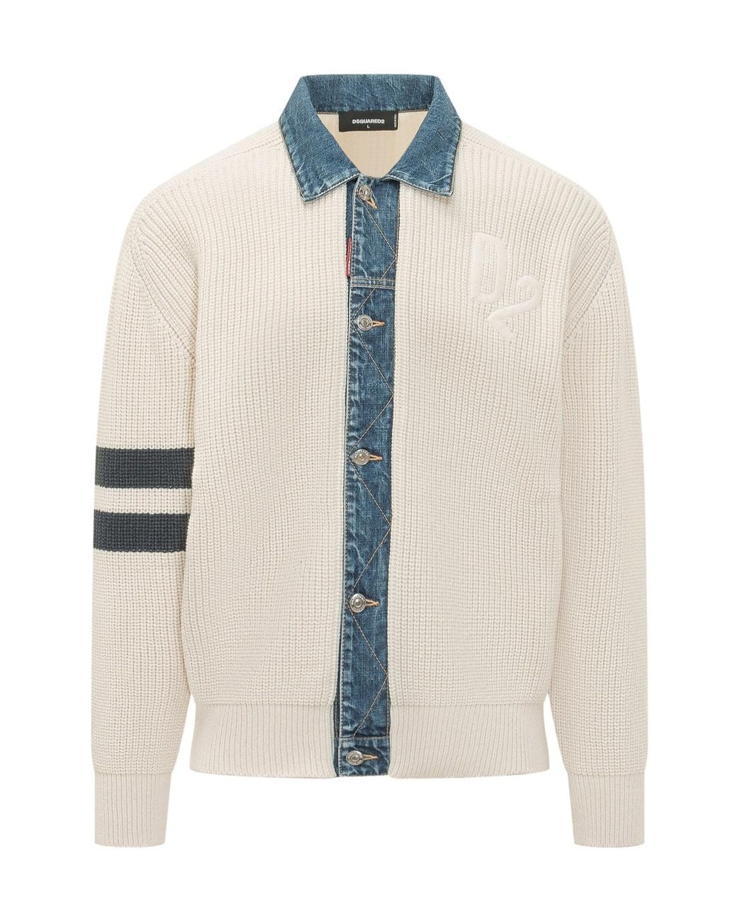 DSquared² White Long-Sleeved Button-Up Cardigan for men