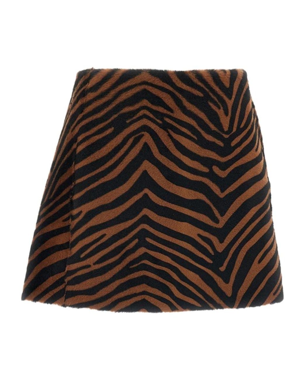 P.A.R.O.S.H. Brown P.A.R.O..H. Animalier Mini Skirt