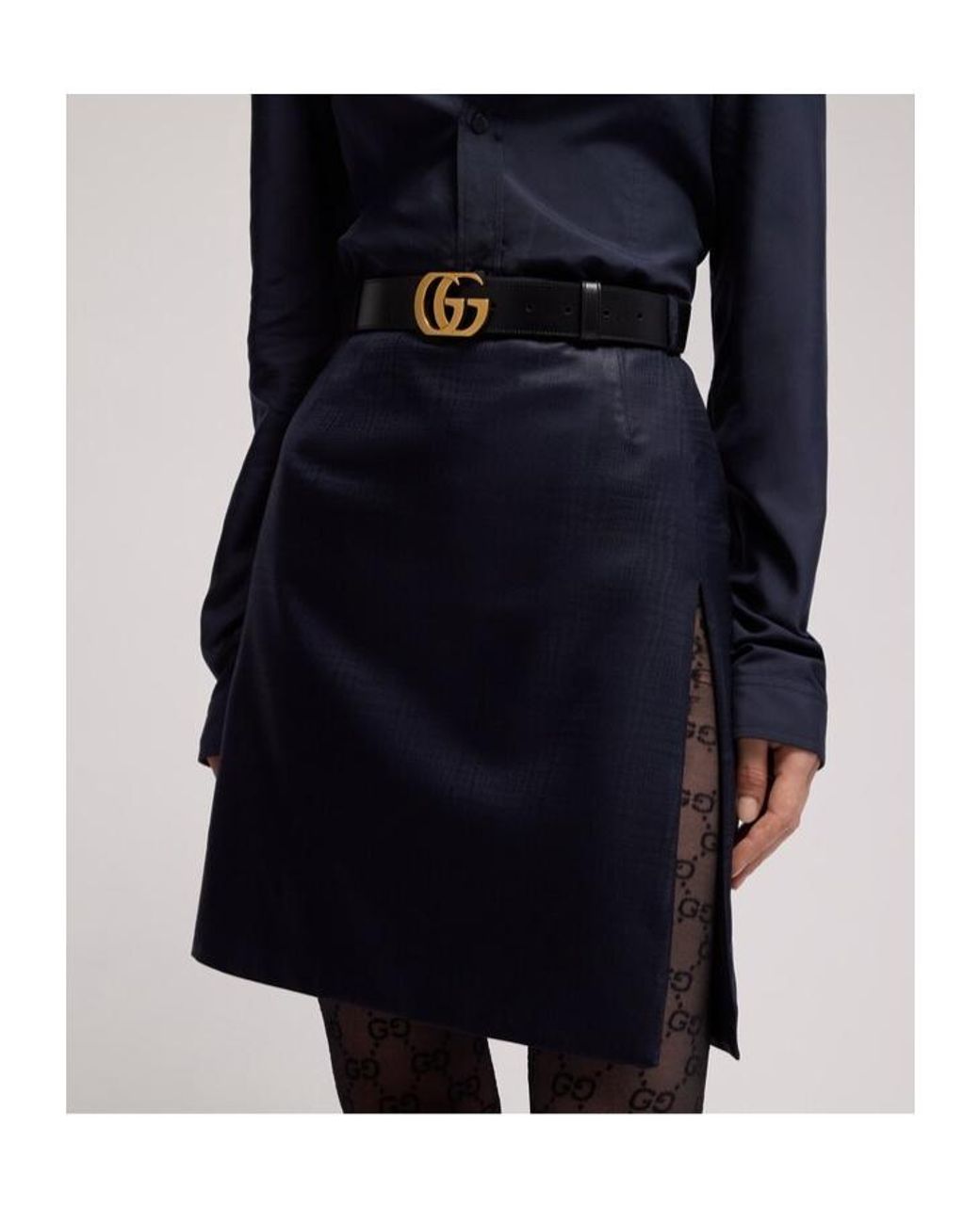 Gucci Blue Prince Of Wales Chintzed Wool Mini Skirt