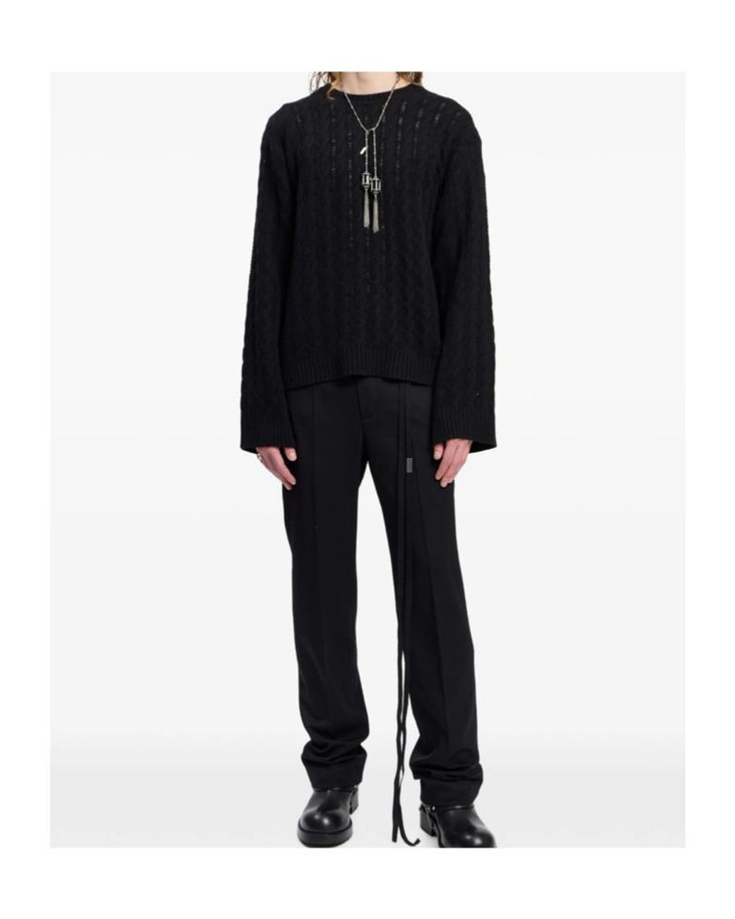 Ann Demeulemeester Black Worsted Wool Gabardine Trousers for men