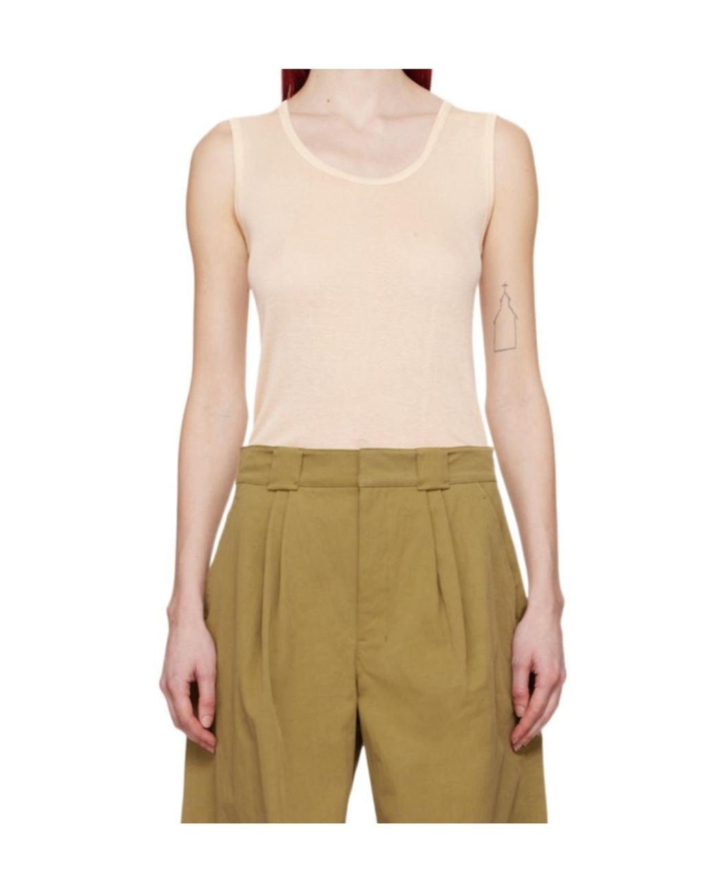 Lemaire White Semi-Sheer Ribbed Knitted Tank Top