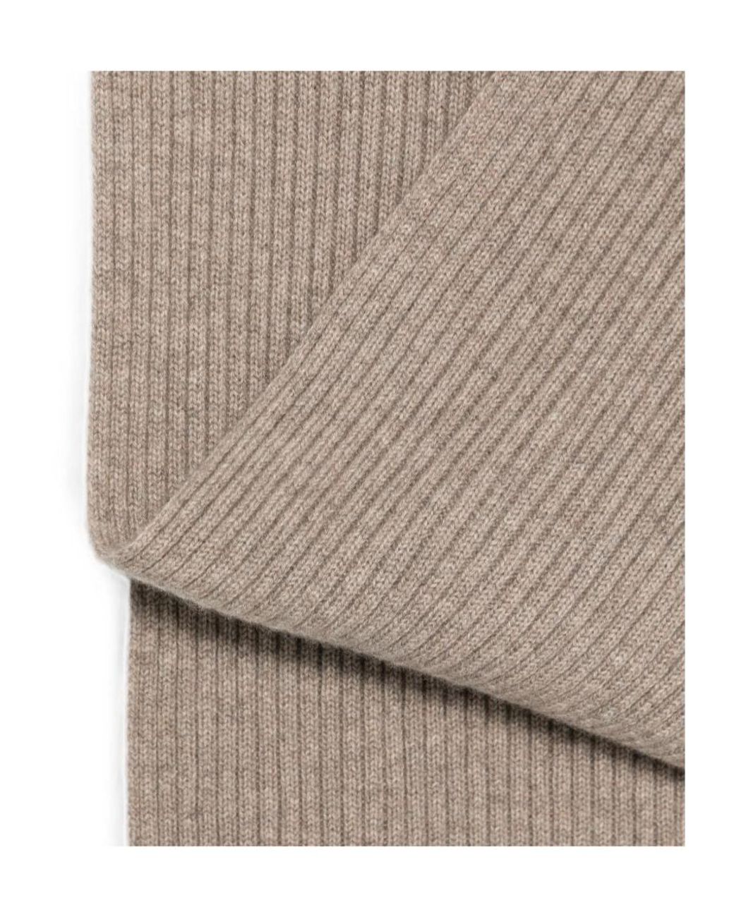 Brioni Natural Ribbed-Knit Scarf for men
