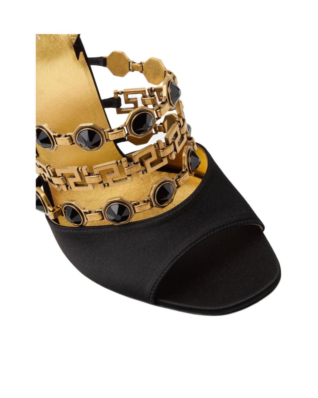 Versace Multicolor Embellished Slingback Heeled Sandals