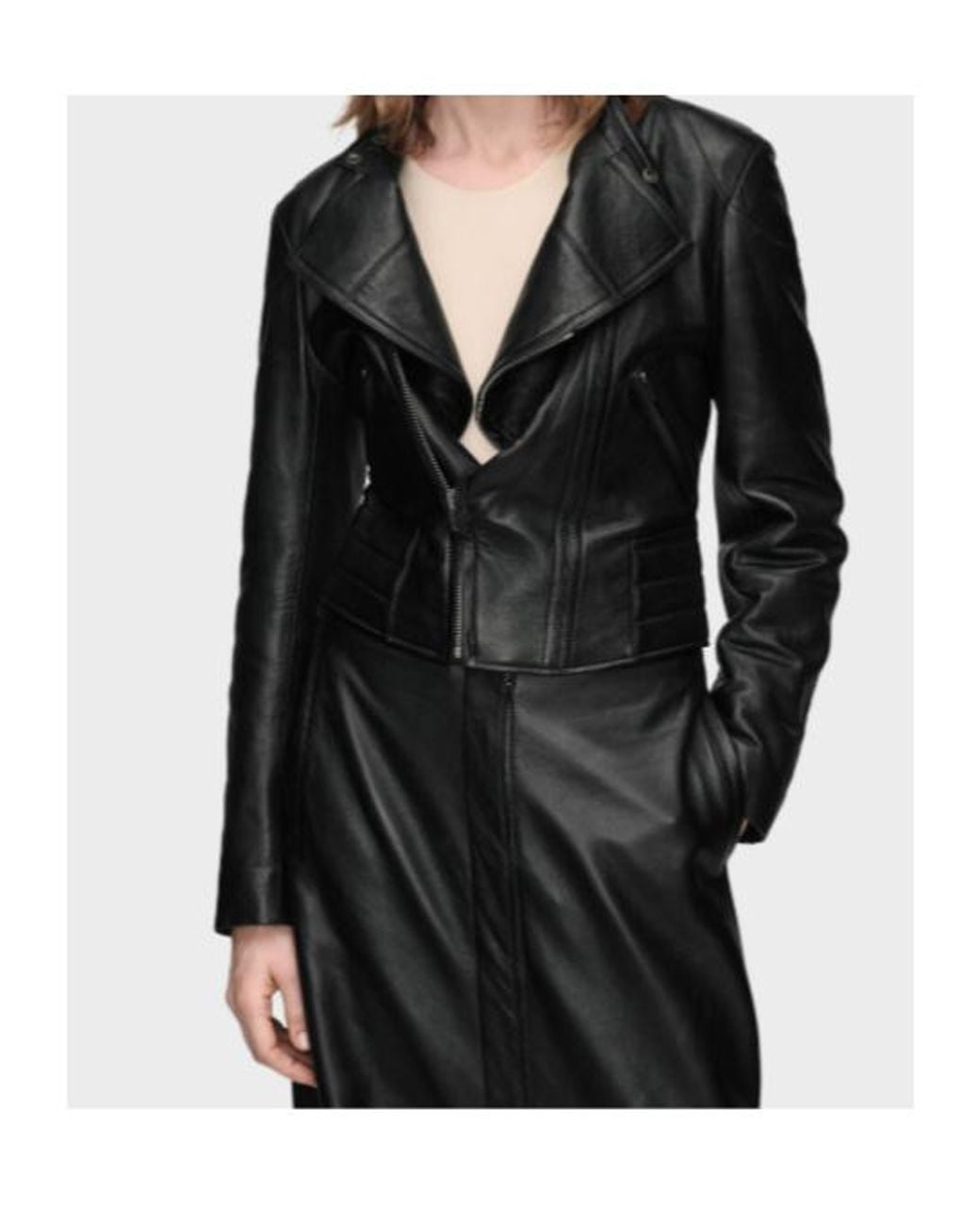 Maison Margiela Black Folded Collar Leather Jacket