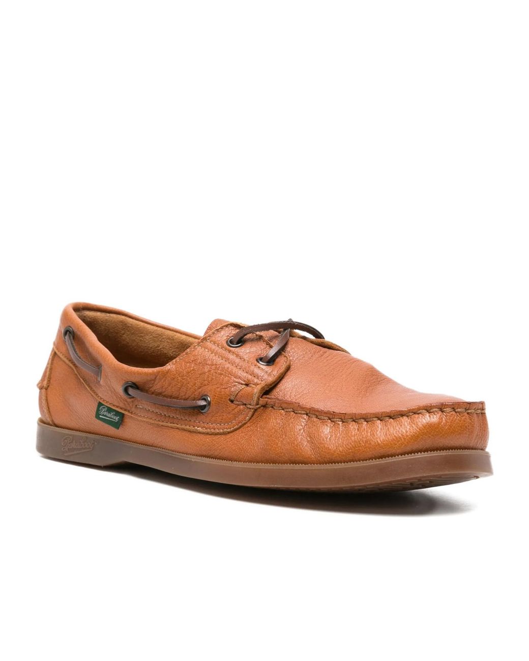 Paraboot Brown Lace-Up Leather Boat Shoes for men