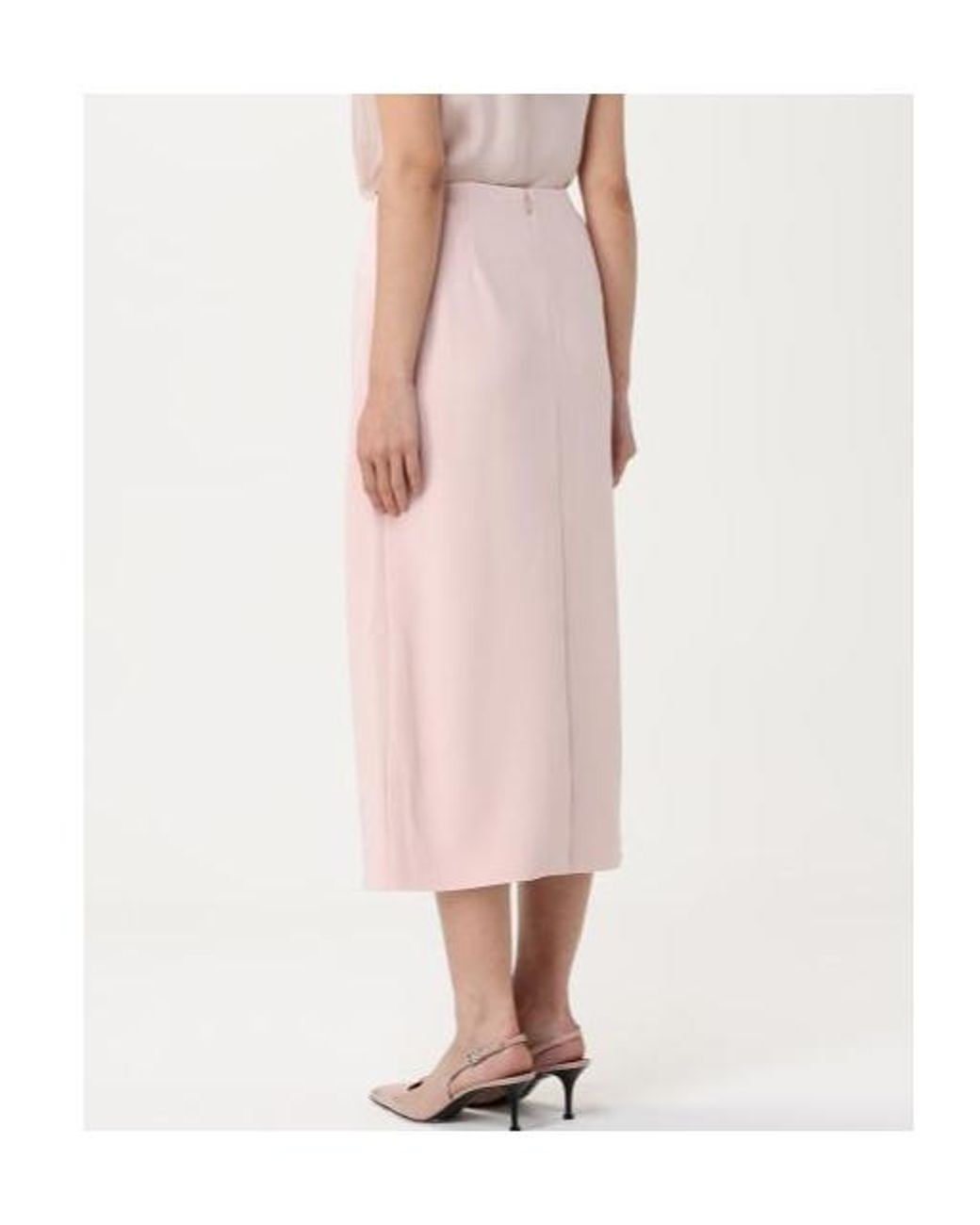 Theory Pink Admiral Straight Hem Midi Skirt