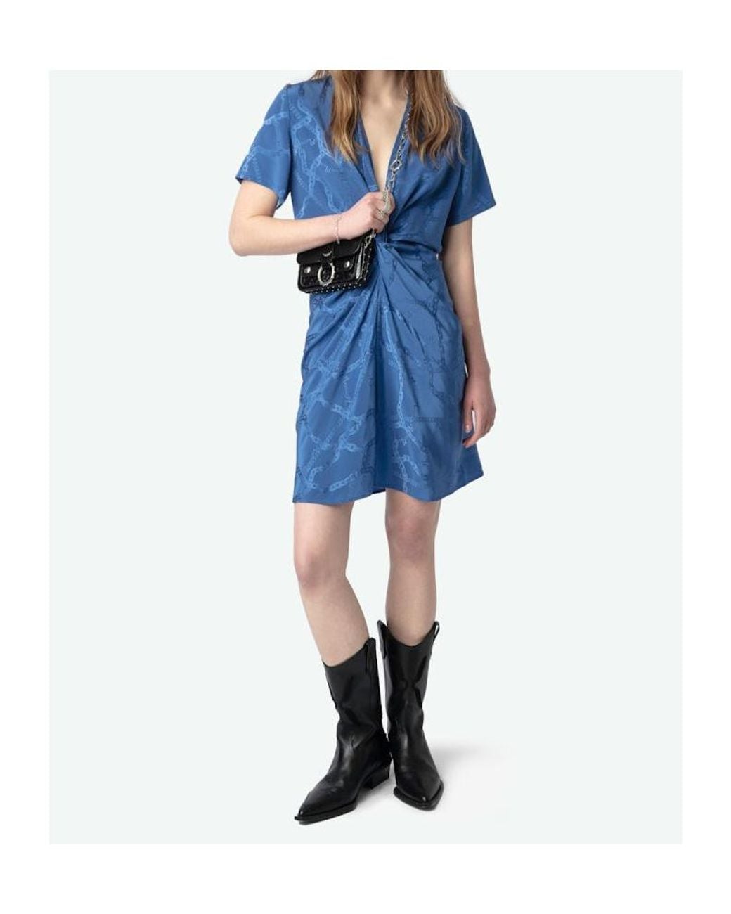 Zadig & Voltaire Blue Rozom Chain Jacquard Mini Dress