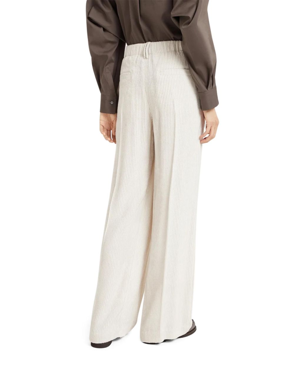 Brunello Cucinelli Natural Monili Detailed Straight Leg Trousers