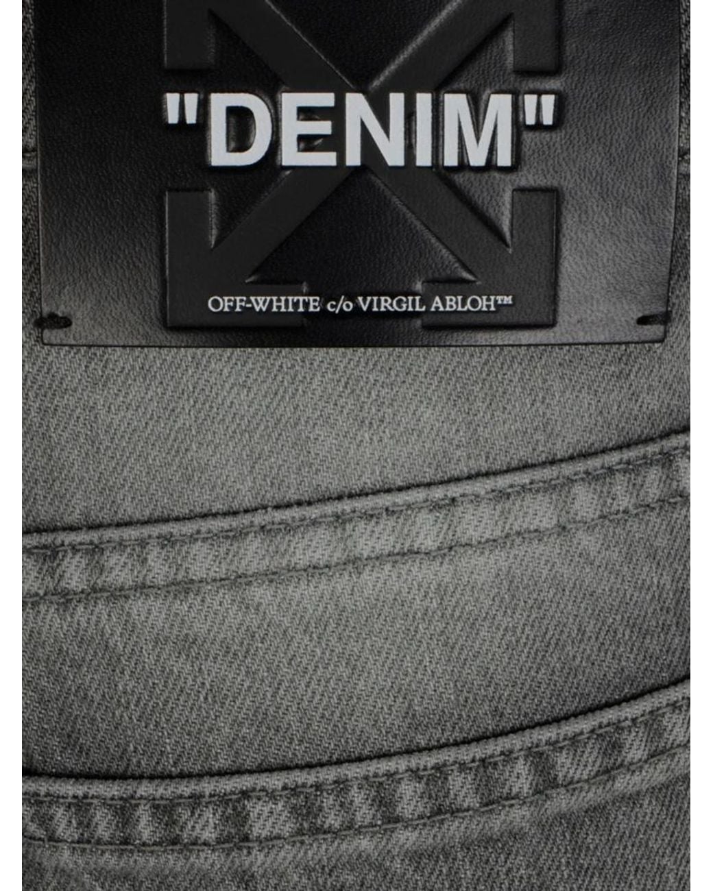 Off-White c/o Virgil Abloh Gray Cut-Out Straight Leg Jeans