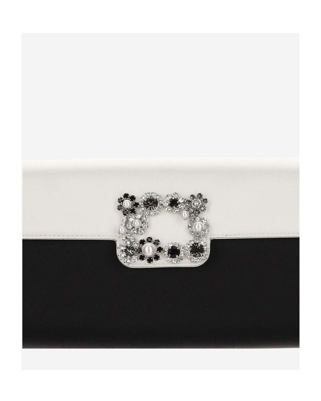 Roger Vivier Black Flower Strass Envelope Clutch Bag