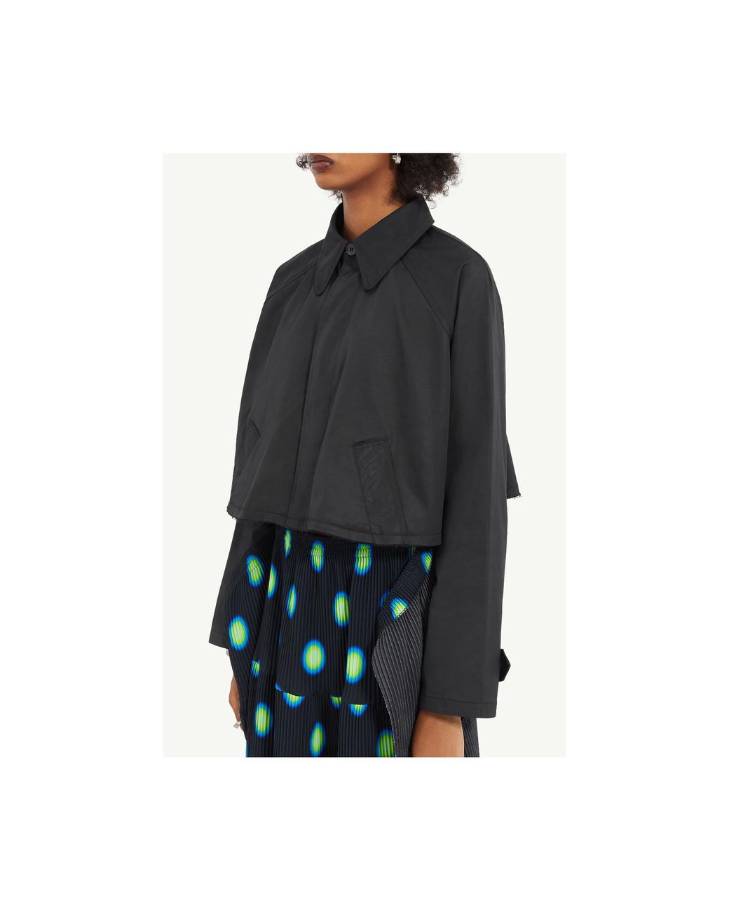 MM6 by Maison Margiela Black Raw-Cut Hem Cropped Jacket