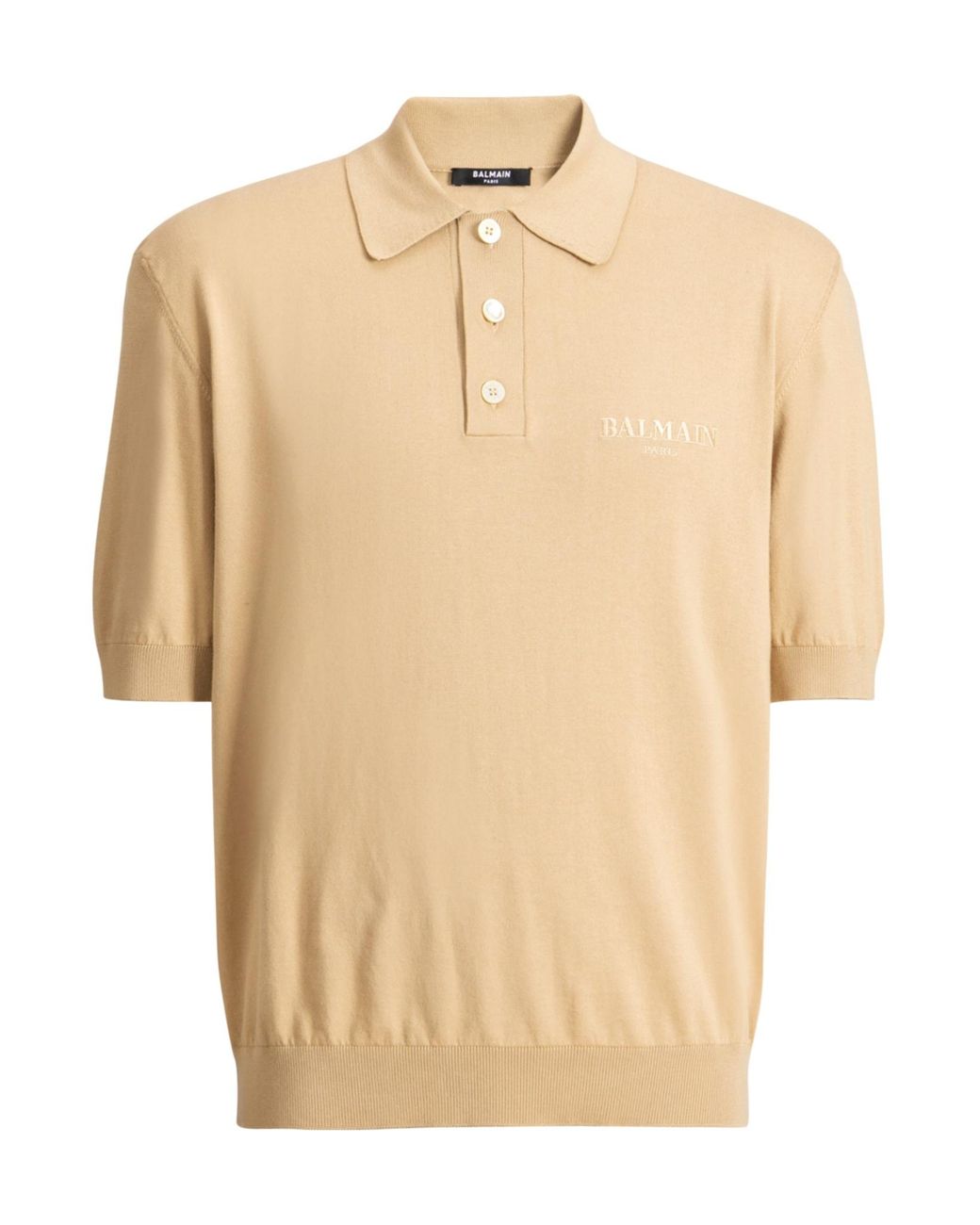 Balmain Natural Embroidered Vintage Logo Polo Shirt for men