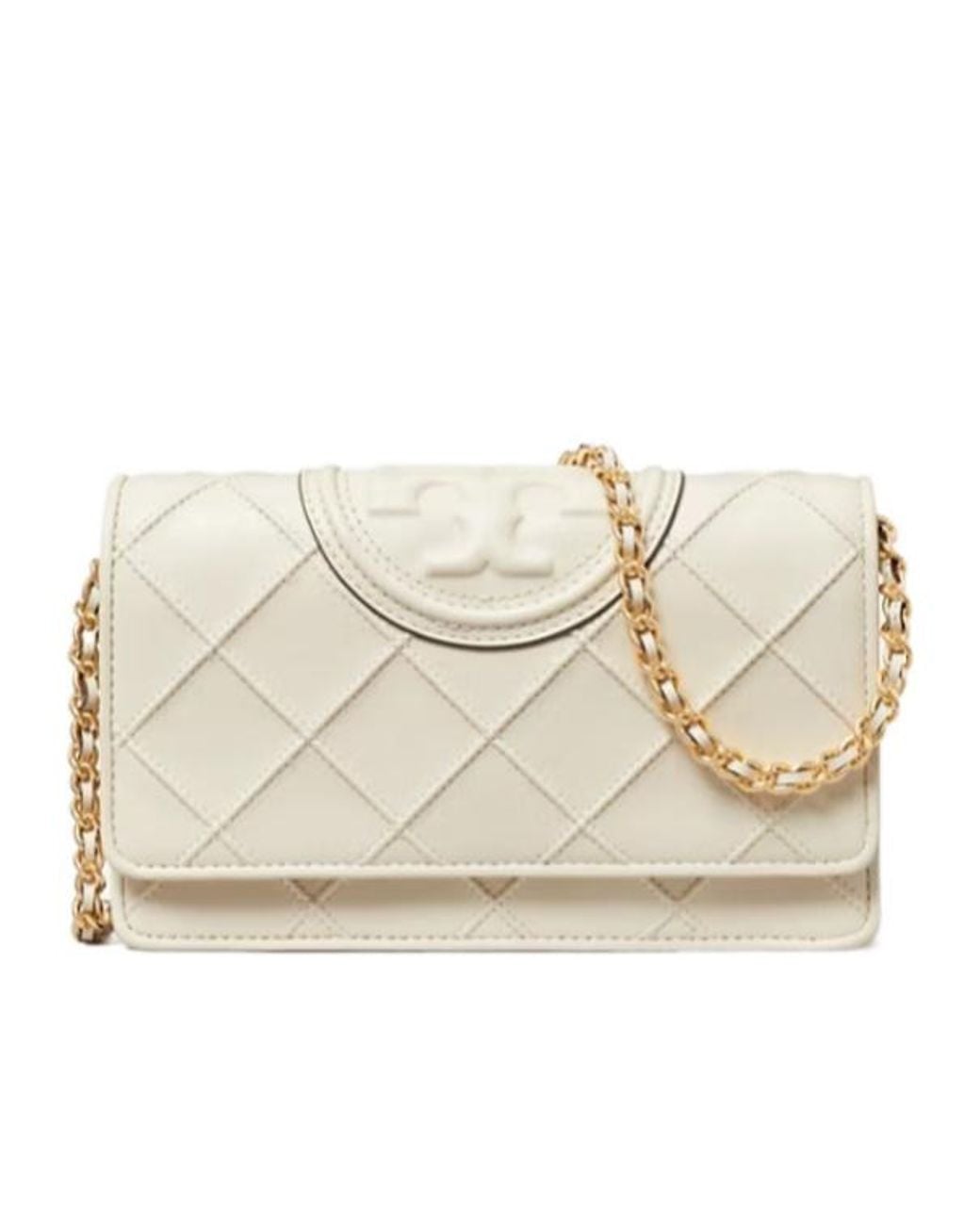 Tory Burch Natural Quilted Chain Wallet