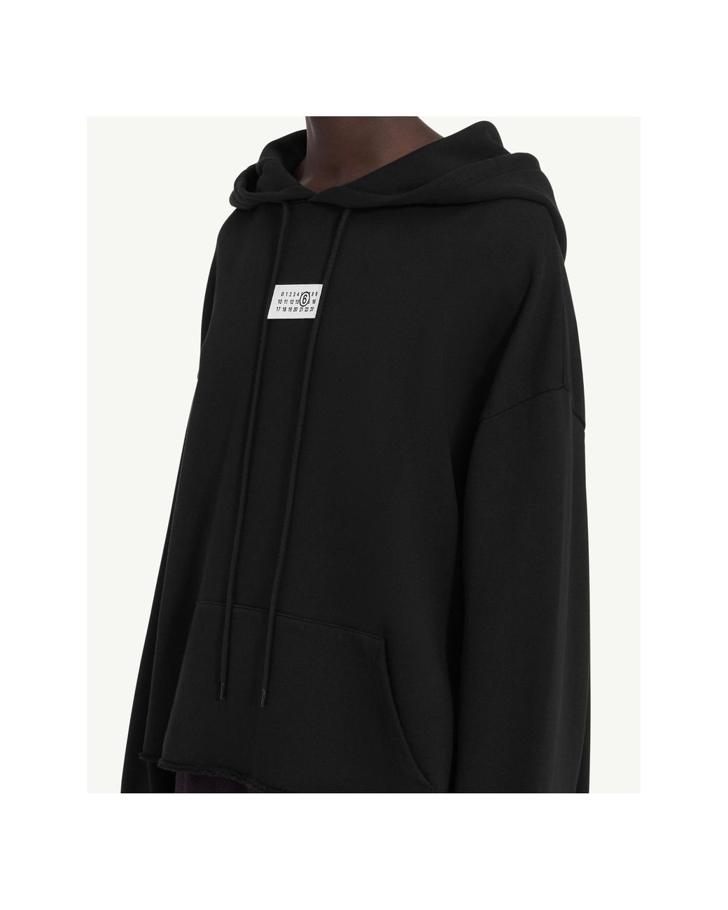 MM6 by Maison Margiela Black Logo Patch Drawstring Hoodie