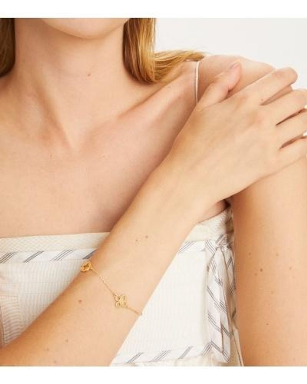 Tory Burch Metallic Kira Clover Charm-Detail Chain Bracelet