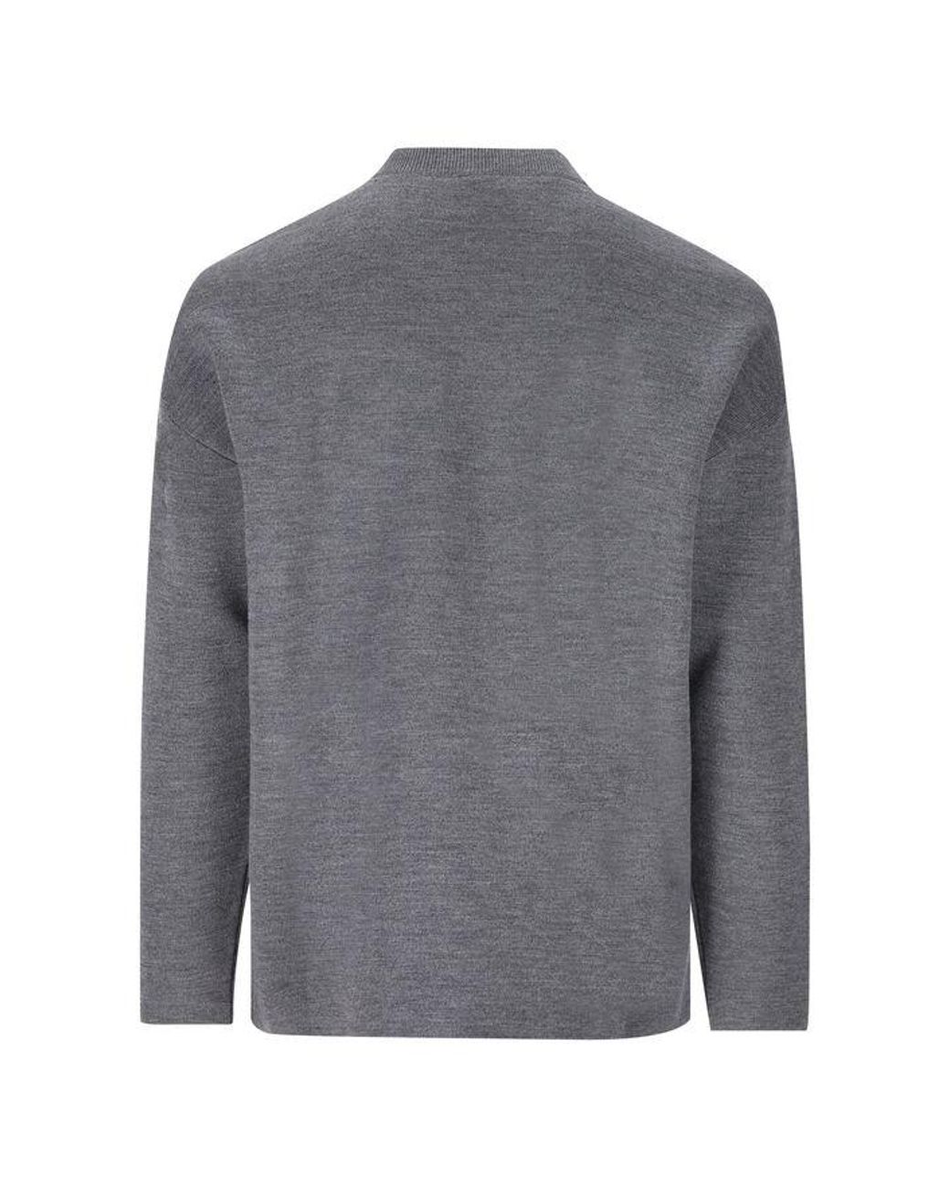 Loewe Gray Logo Detailed Crewneck Jumper for men