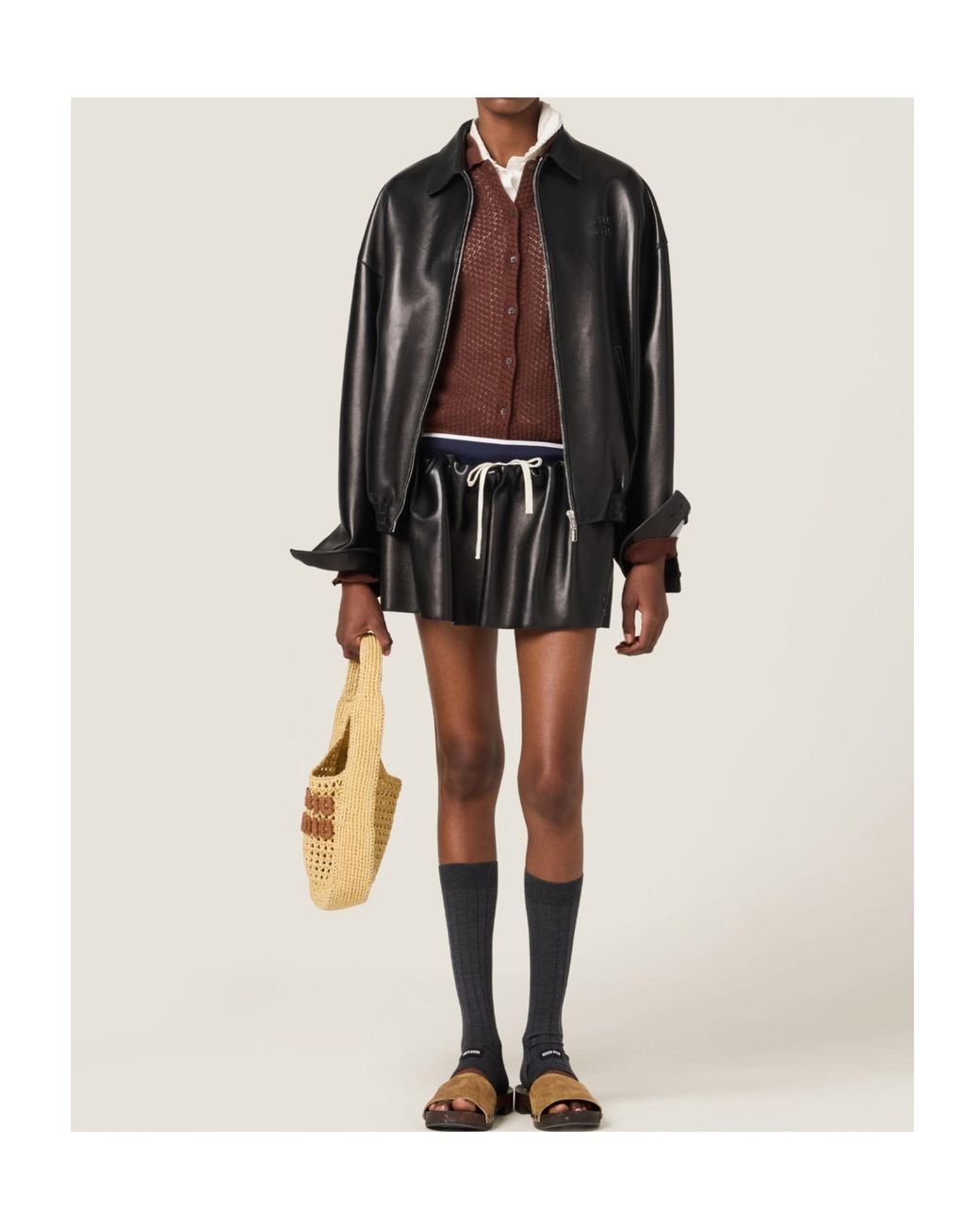 Miu Miu Black Plongé Leather Jacket