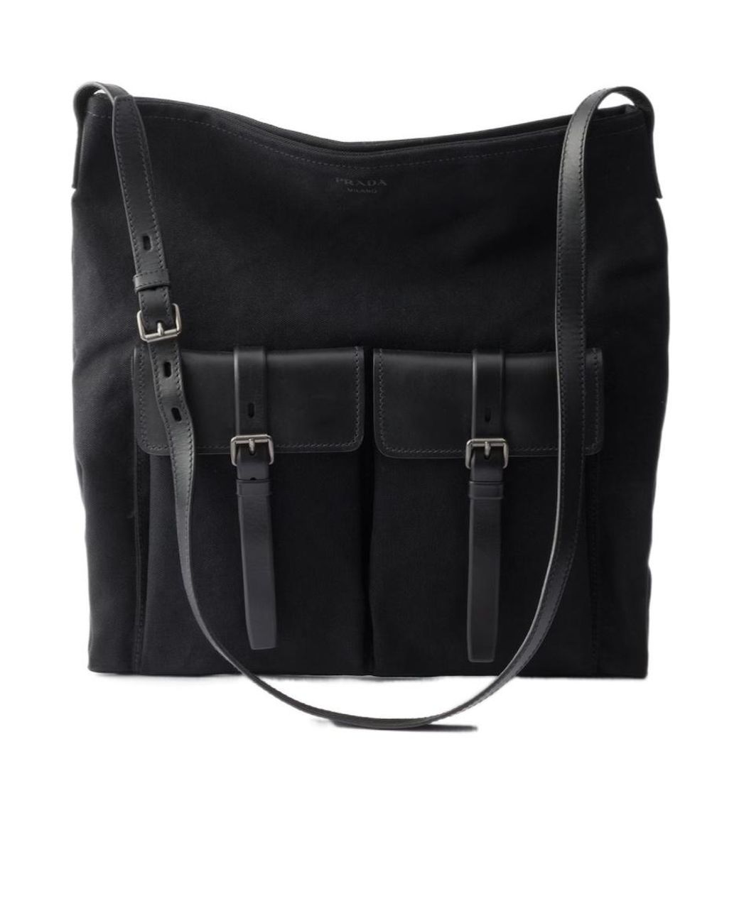 Prada Black Route Canvas And Leather Shoulder Bag for men