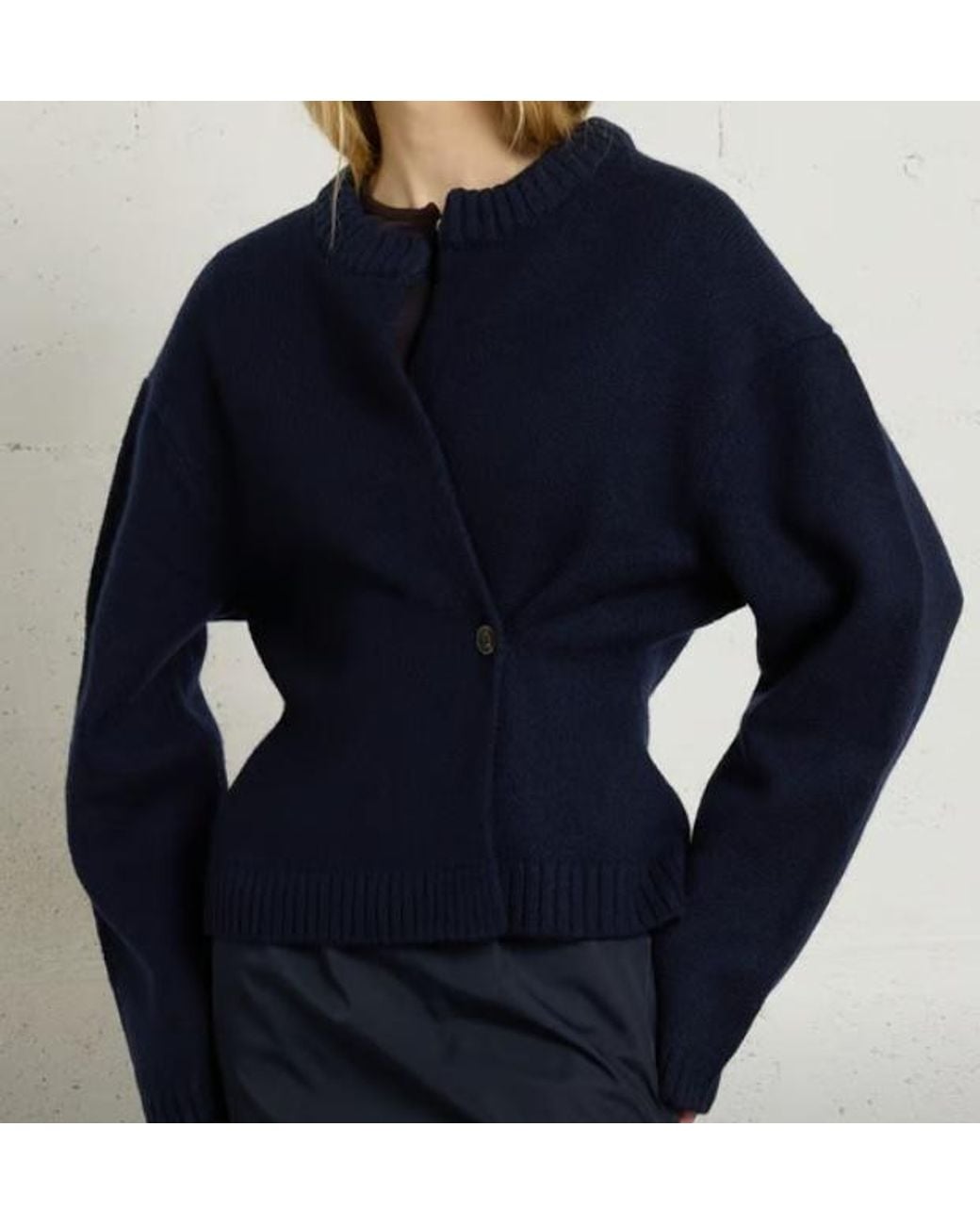 Soeur Blue Single-Button Knit Cardigan