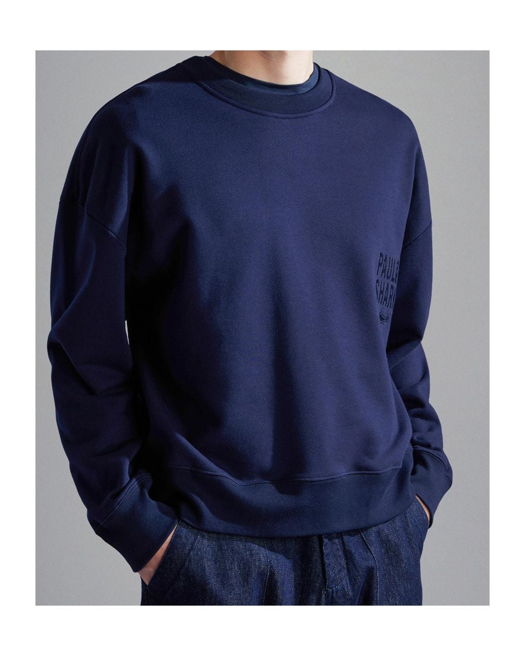 Paul & Shark Blue Logo Fleece Sweater for men