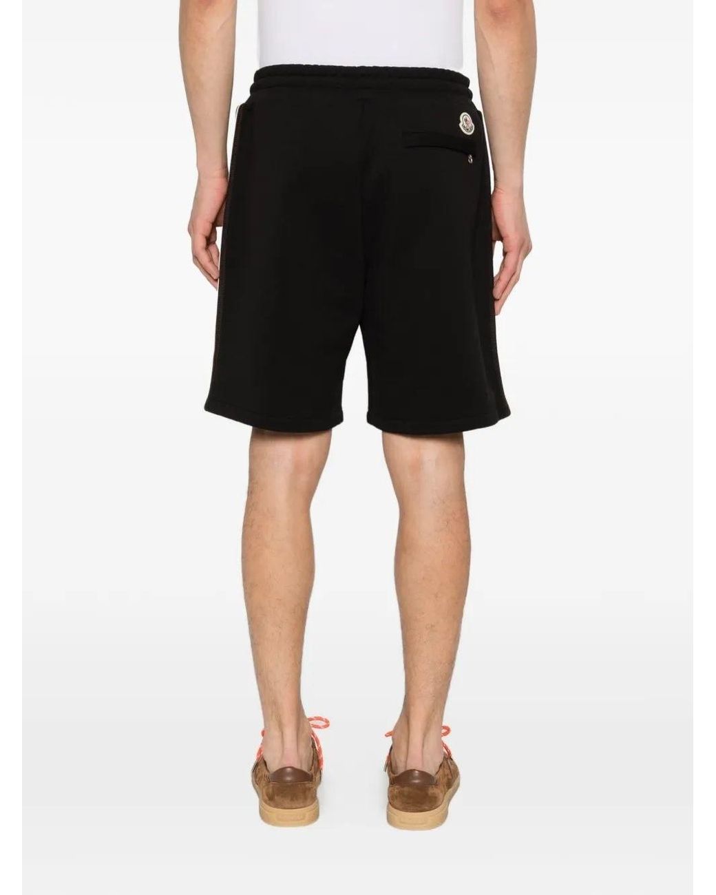 Moncler Black Logo Patch Drawstring Shorts for men