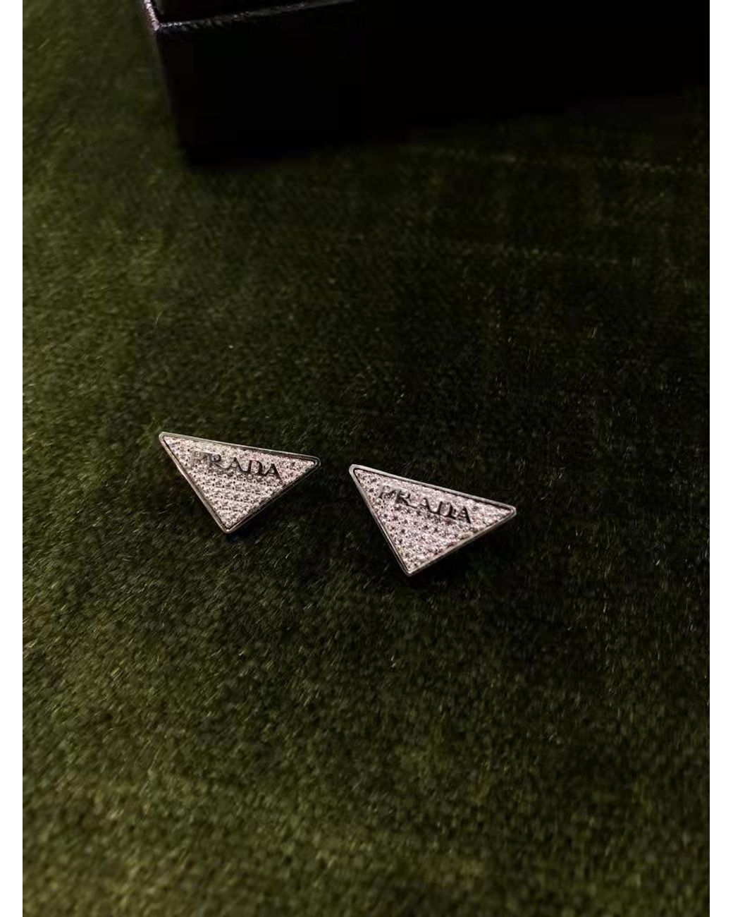 Prada Natural Crystal Logo Jewels Zirconia Earrings