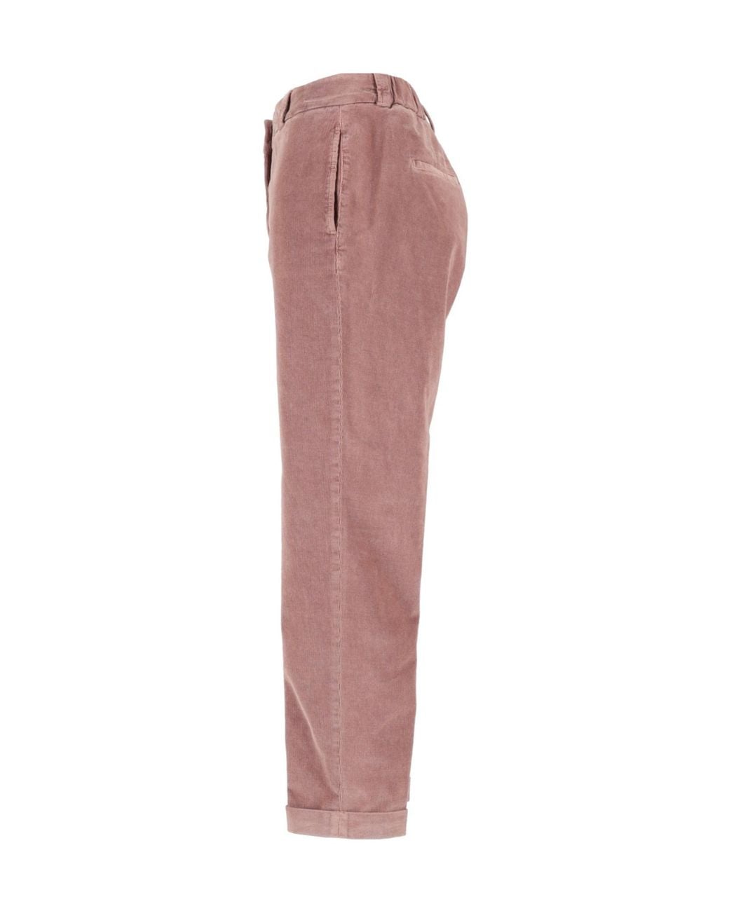 Peserico Red Corduroy Cuffed Casual Trousers