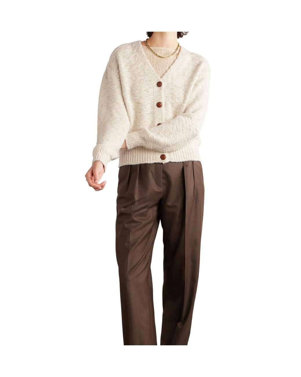 Loro Piana Natural Long-Sleeved Knitted Cardigan