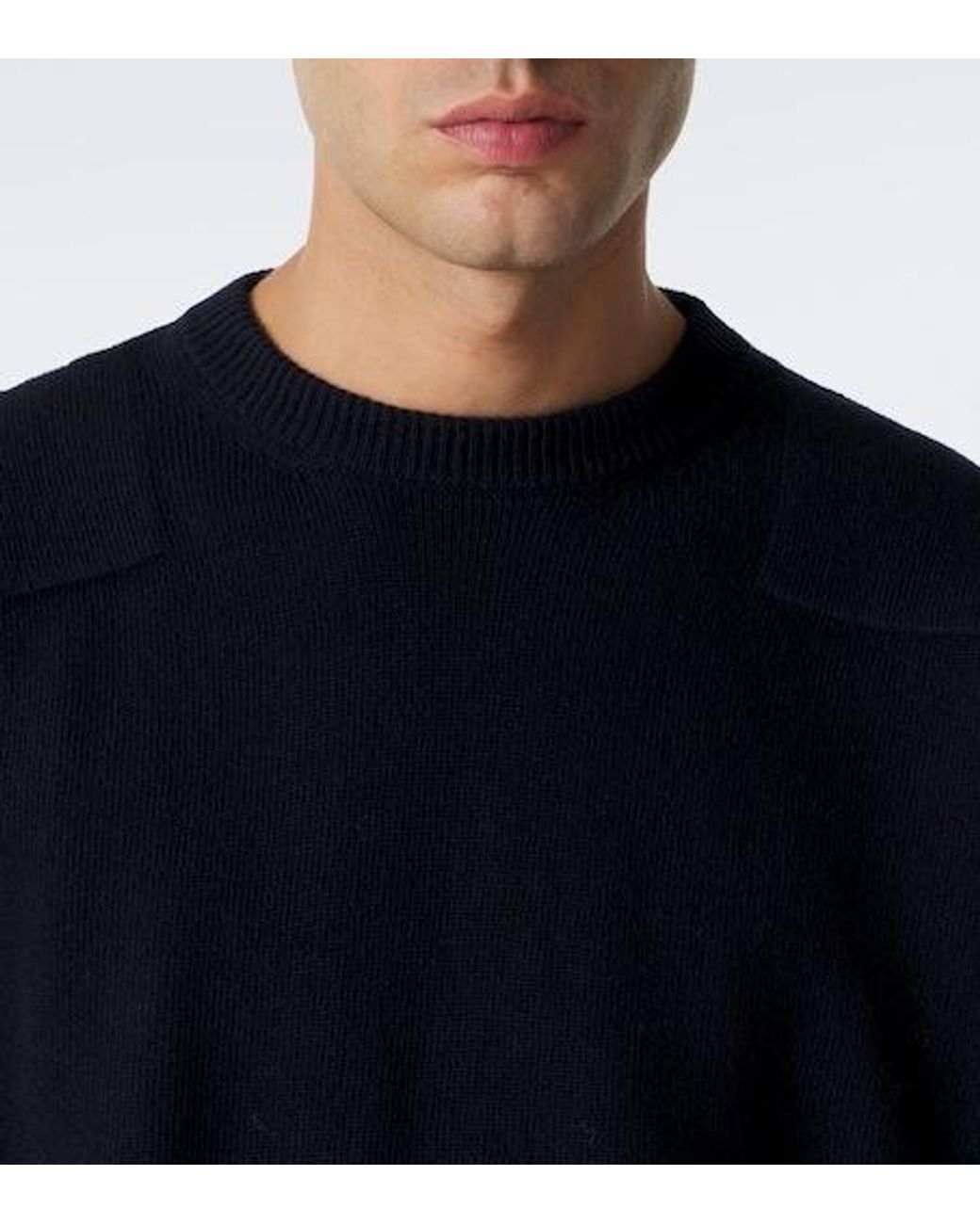 Jil Sander Blue Minimalist Wool-Blend Knit Top for men
