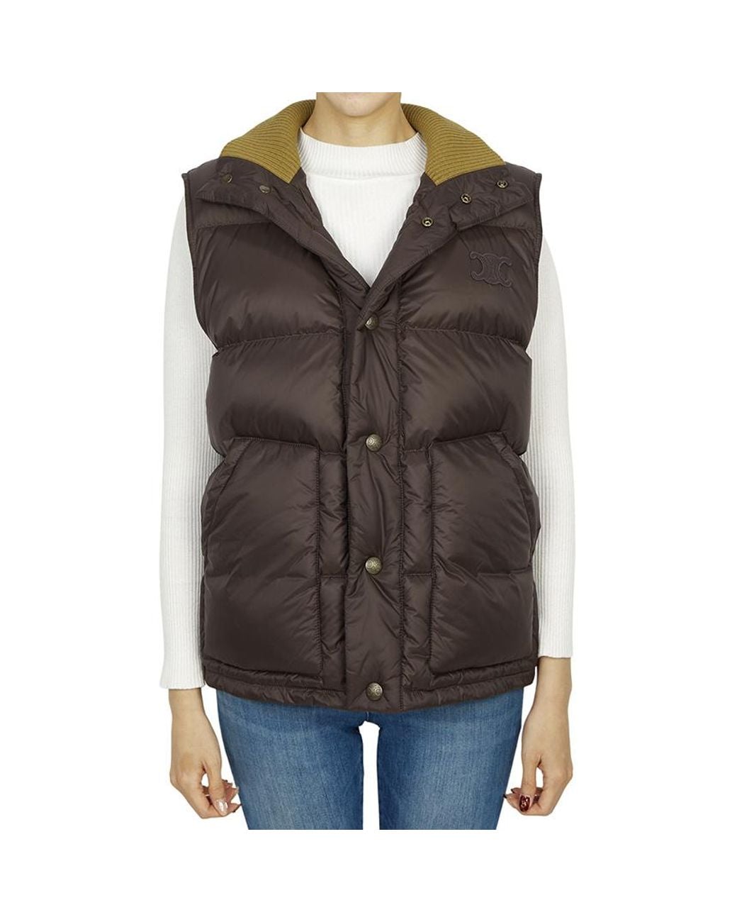 Céline Brown Sleeveless Puffer Jacket