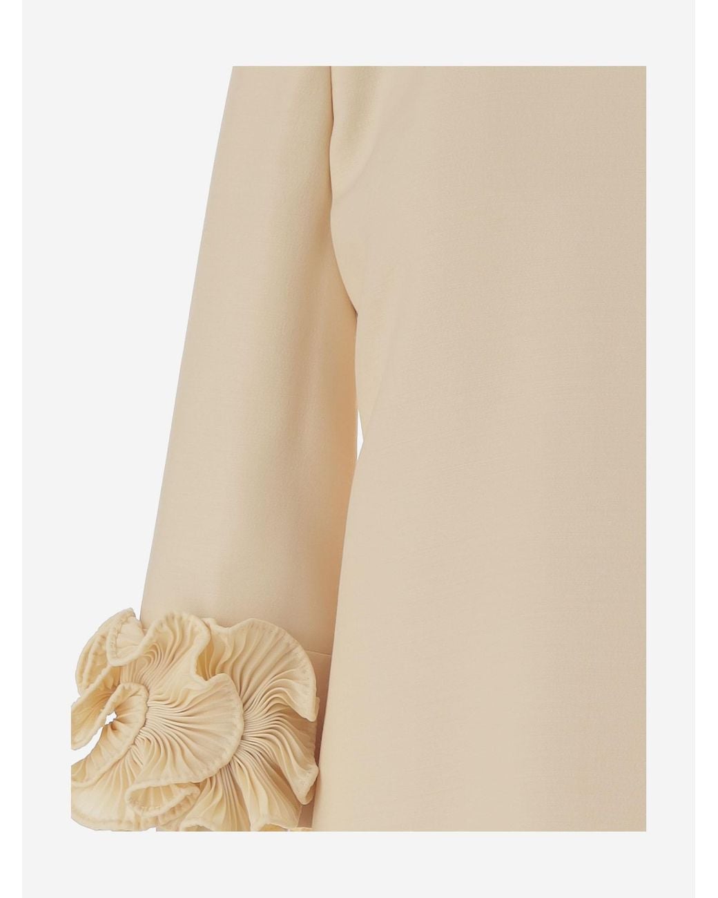 Valentino Natural Crepe Couture Floral Detailed Mini Dress