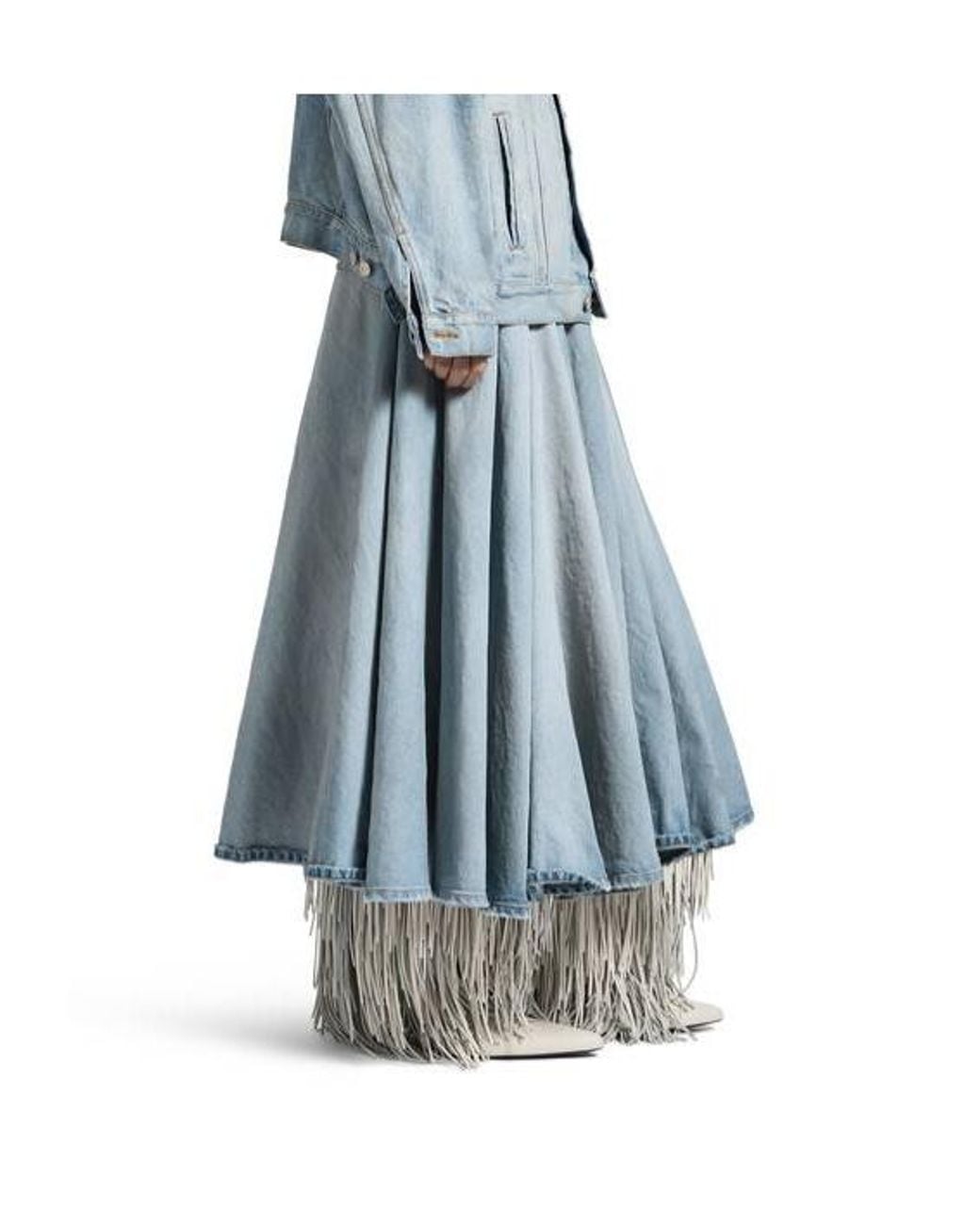 Balenciaga Blue Cotton Maxi Skirt