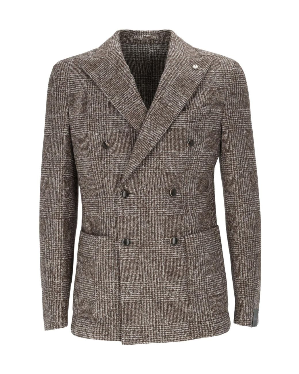 Lubiam Brown Double-Breasted Suit Jacket for men