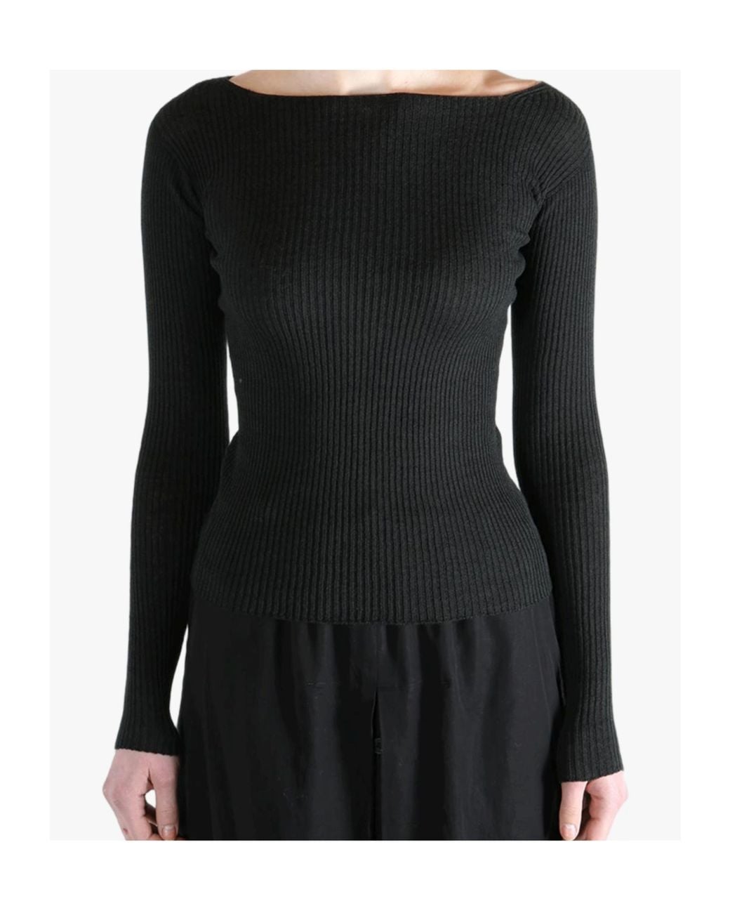Baserange Black Ribbed Buttoned Sweater