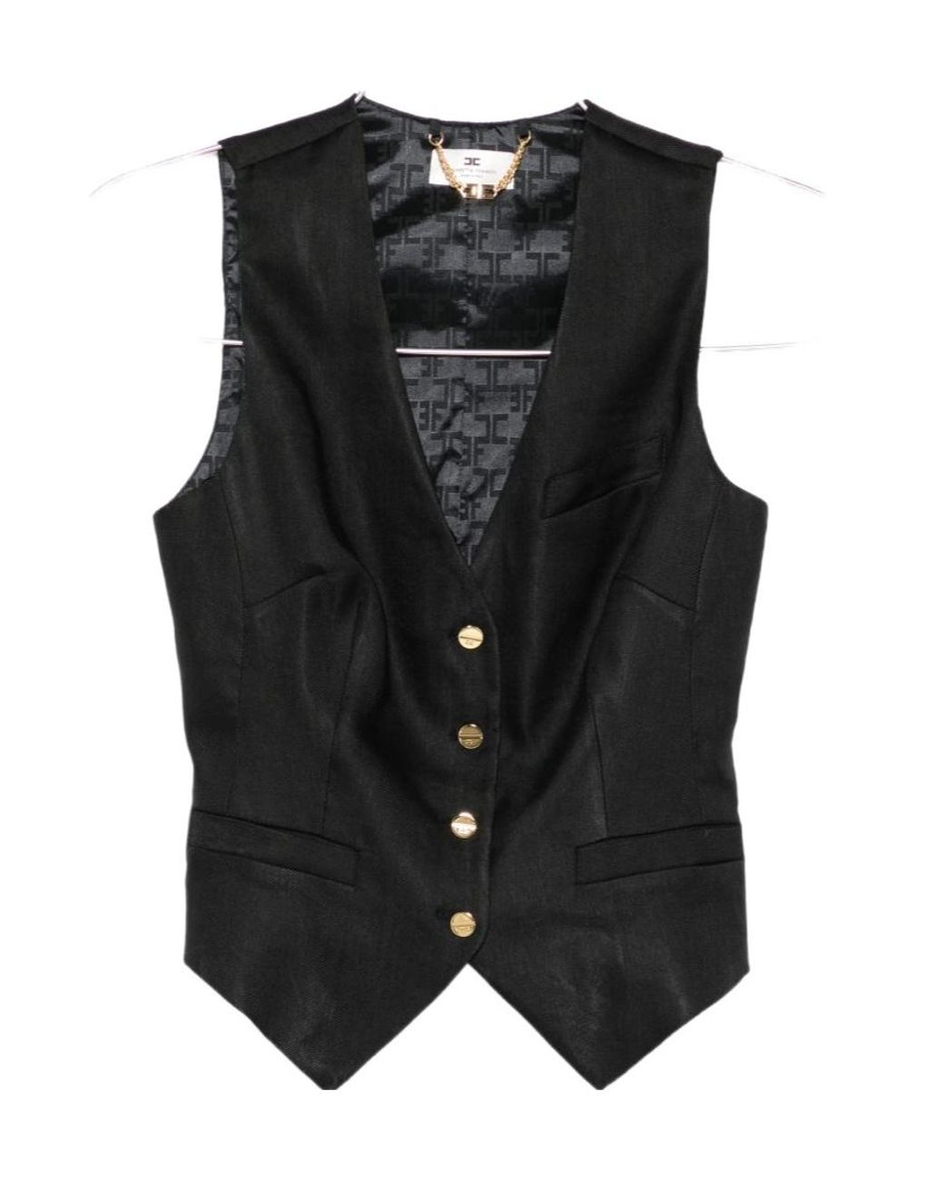 Elisabetta Franchi Black Button-Up Waistcoat