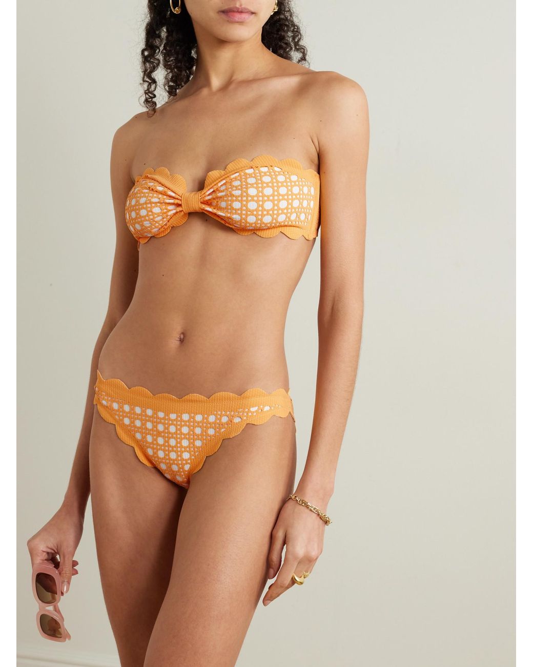Marysia Swim Orange Carved-Pattern Bikini Triangle Panties