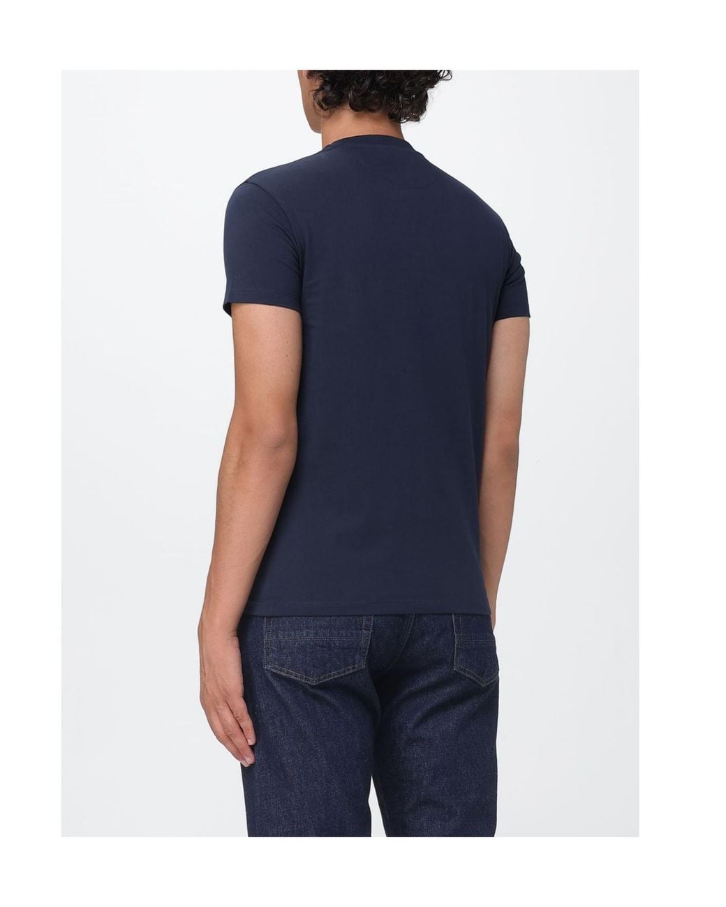 Fendi Blue Logo Embroidered Crewneck T-Shirt for men