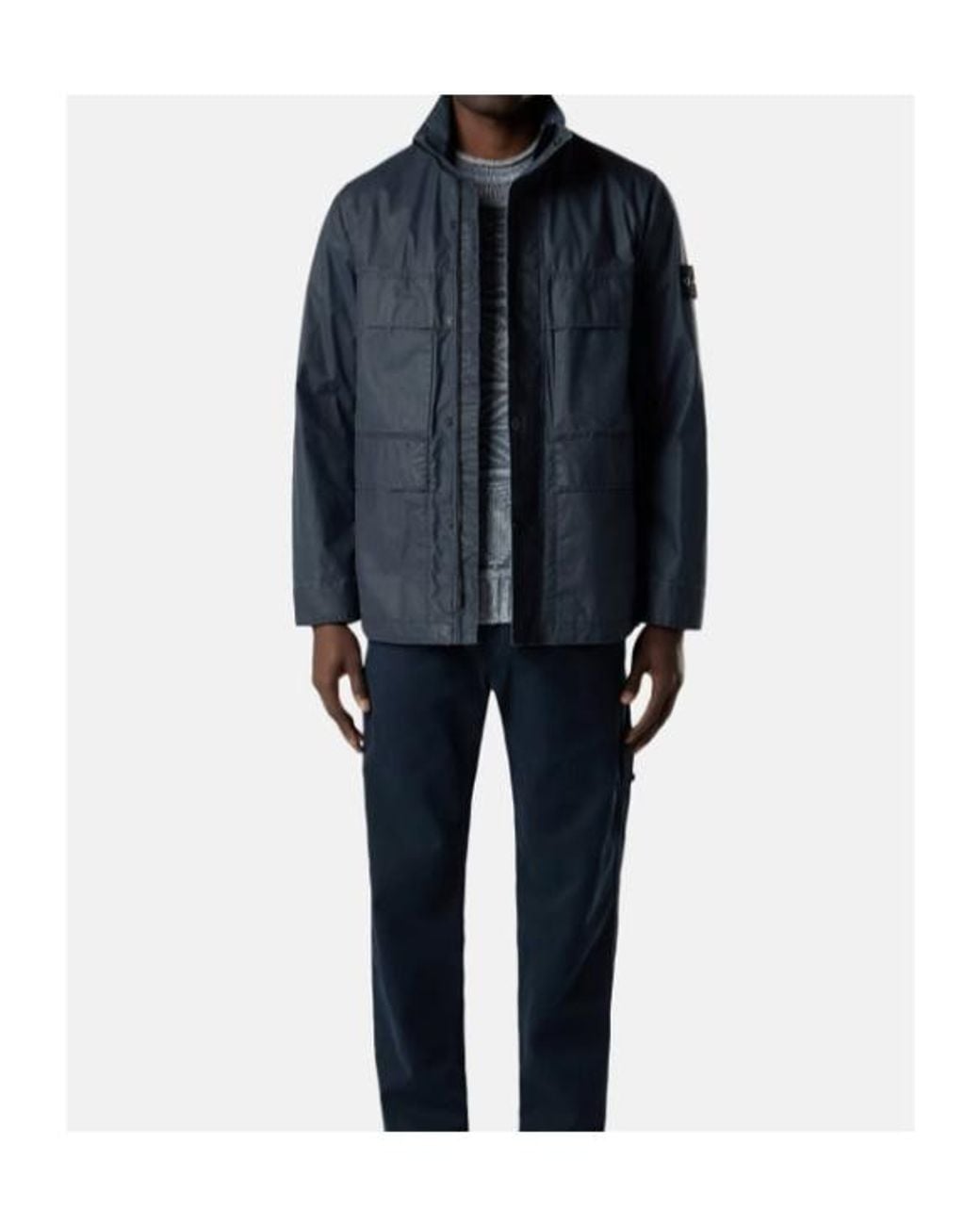 Stone Island Blue High Neck Field Jacket for men
