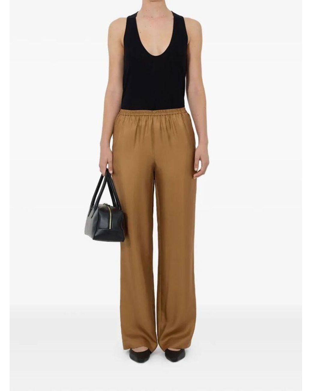 Loulou de Saison Brown Alera Wide-Leg Silk Pants