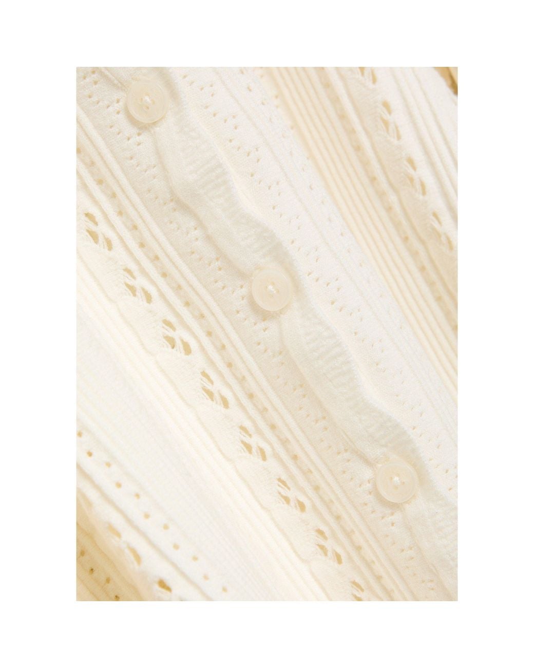 LoveShackFancy White Button-Front Long-Sleeve Knit Cardigan
