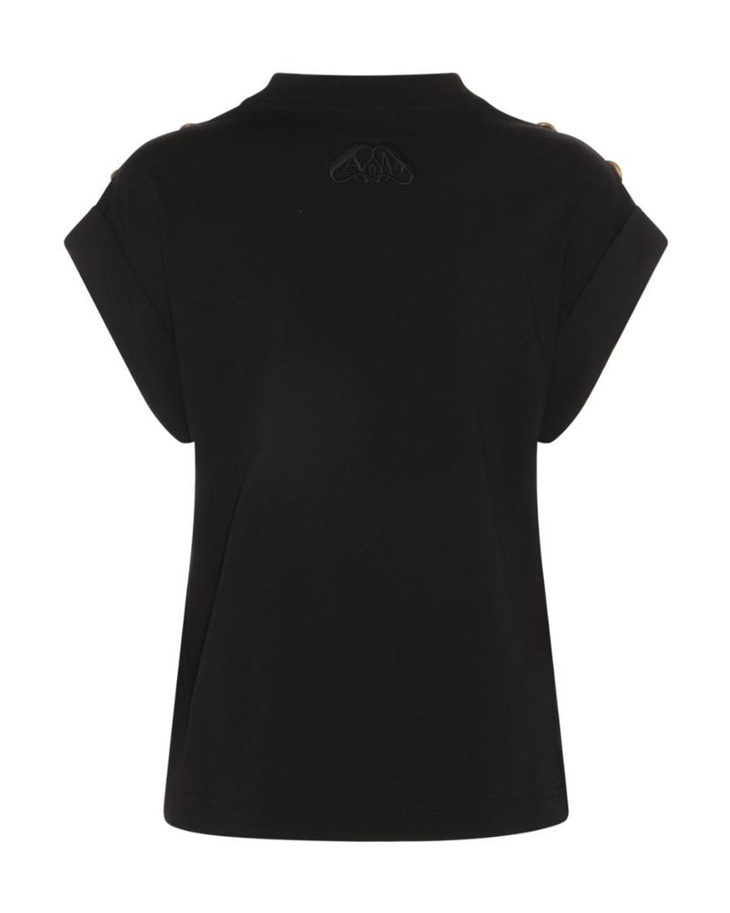 McQueen Black Seal Button-Embellished T-Shirt
