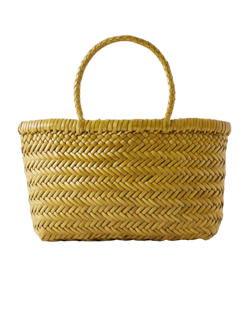 Dragon Diffusion Yellow Mini Woven Leather Tote