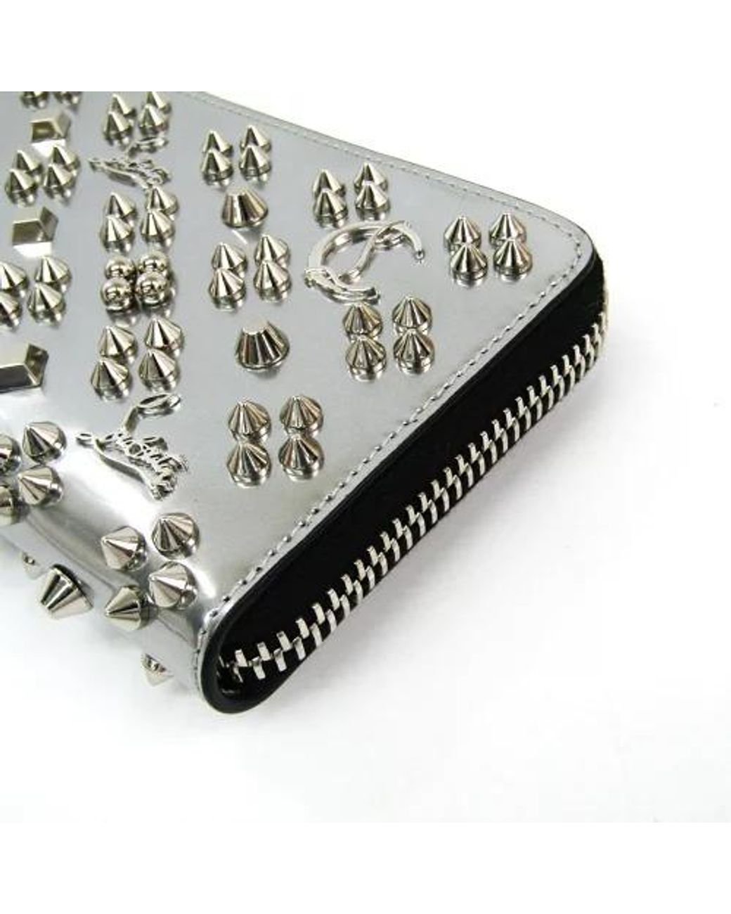 Christian Louboutin White Studded Zip Wallet for men
