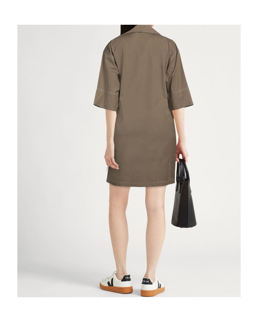 Tory Burch Brown Lapel Short Sleeve Dress