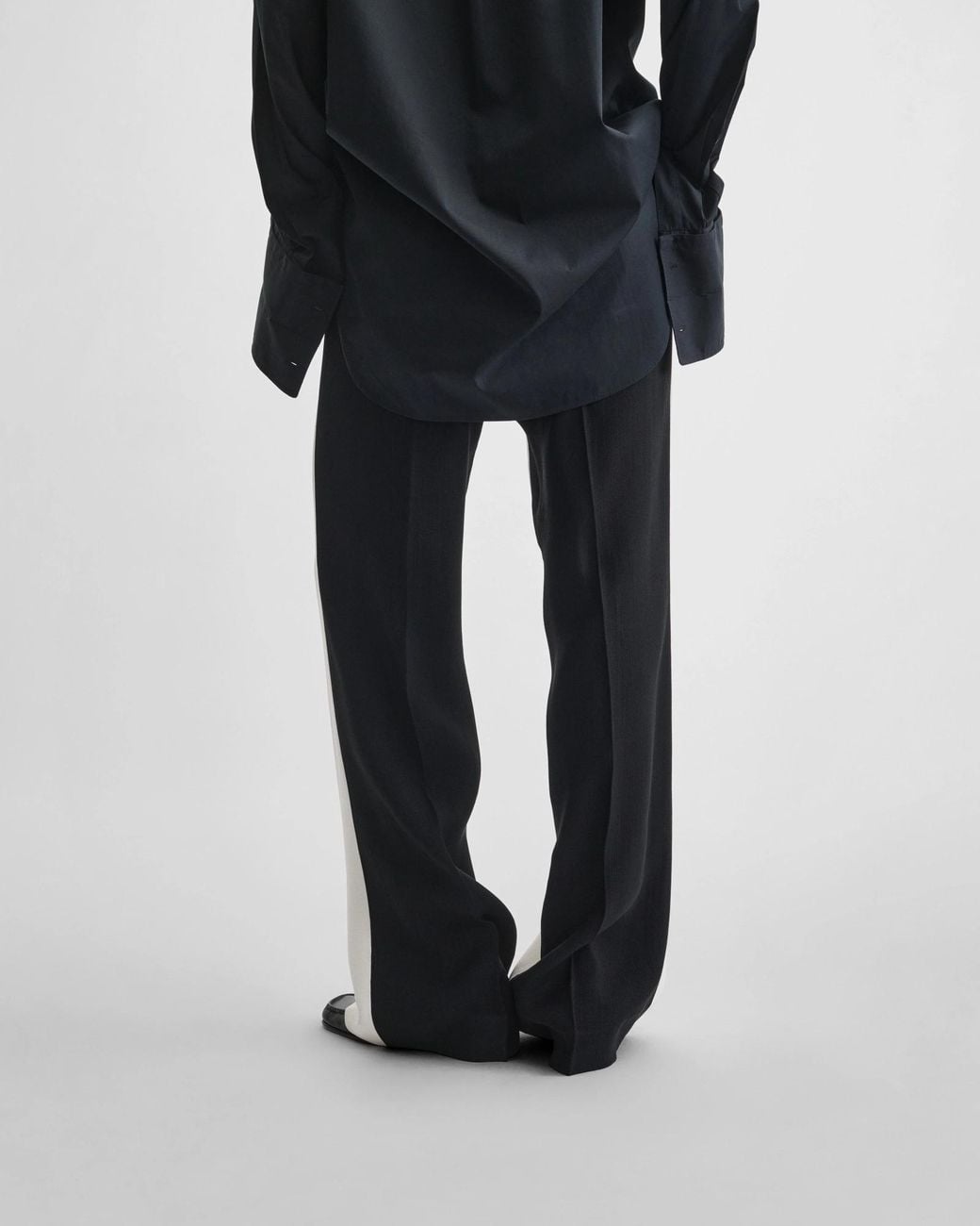Phoebe Philo White Color-Blocked Straight-Leg Casual Pants