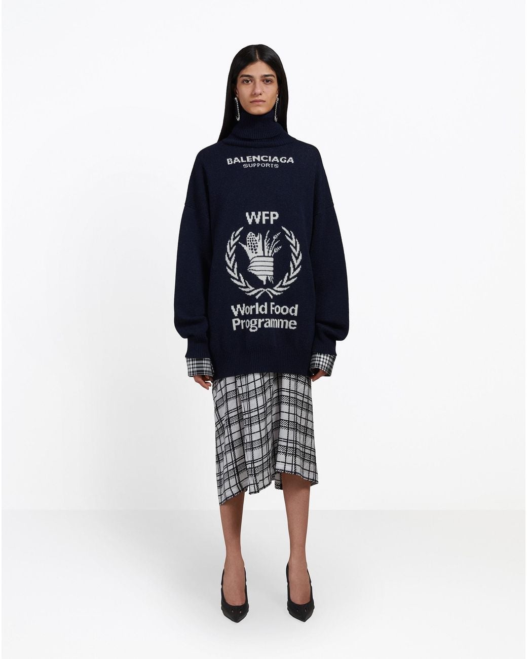 Balenciaga Blue Logo Turtleneck Pullover