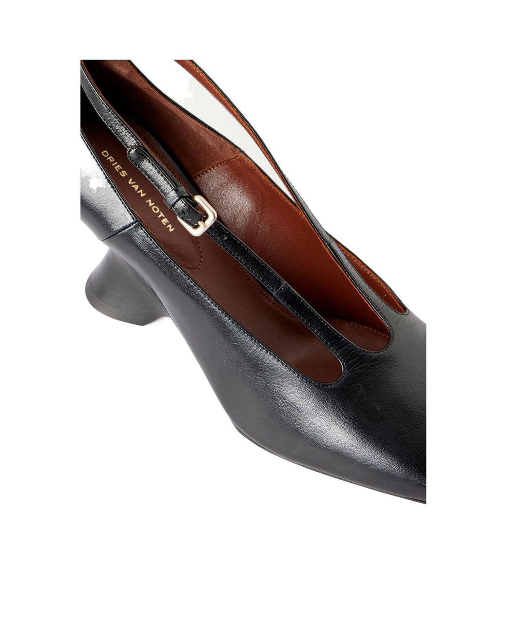 Dries Van Noten Black Leather Wedge Pumps