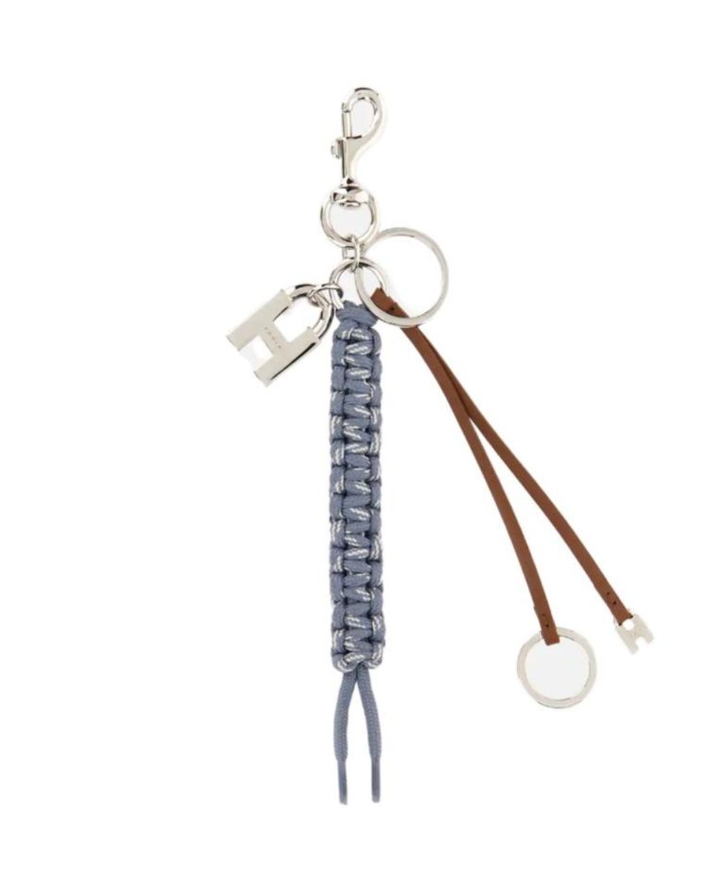 Hogan Metallic Braided Leather Keyring