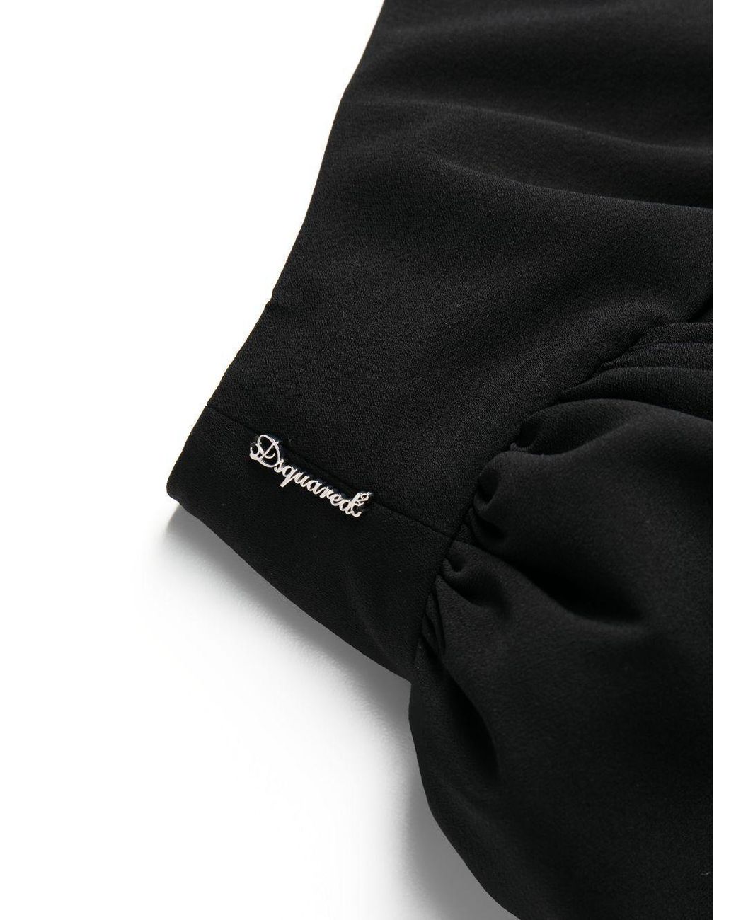 DSquared² Black Logo Plaque On-Shoulder Mini Dress