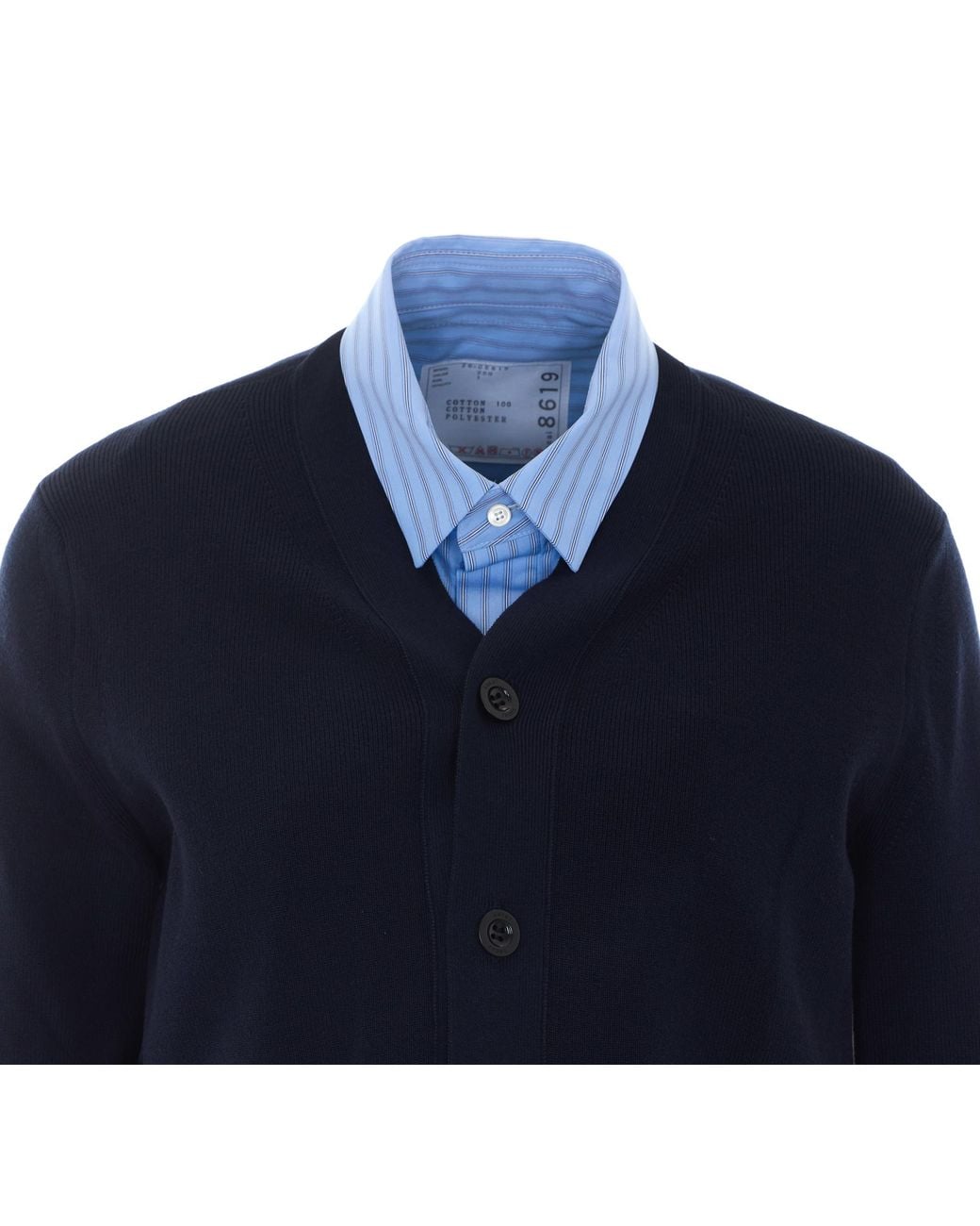 Sacai Blue Layered Button-Up Cardigan